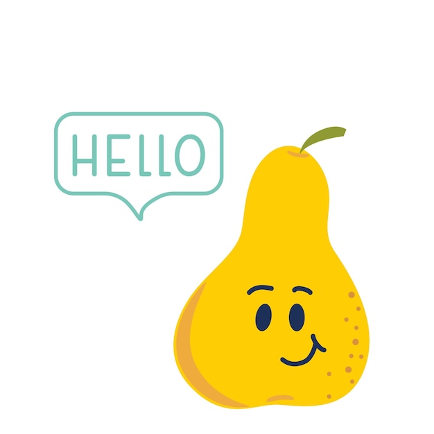 Vector pear fun character cartoon style