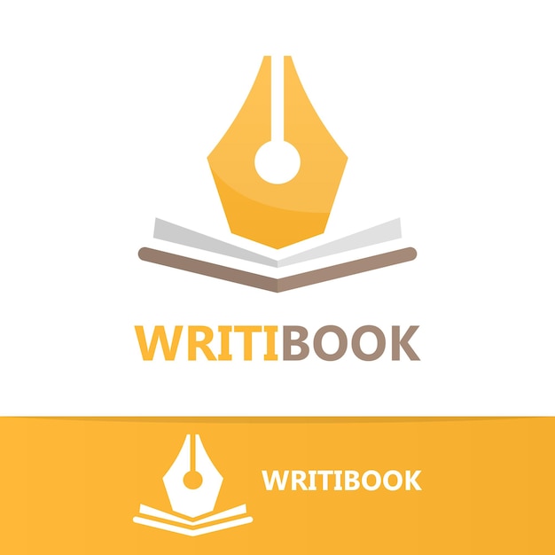 Vector pen and book logo concept