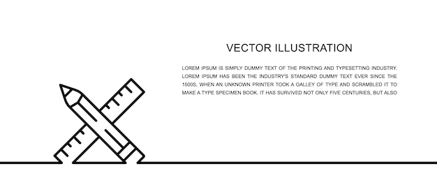 Векторный карандаш и линейка проектируют художественную иконку одной линии Непрерывная векторная иллюстрация одной линии