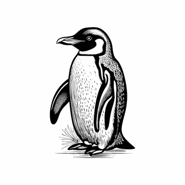 Vector vector penguin cute hand drawn sketch in doodle style illustration