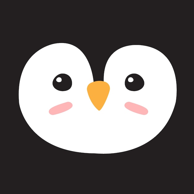 Vector penguin face isolated on black background