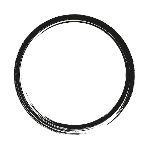 Vector penseelstreken cirkels van verf op witte achtergrond Inkt hand getrokken verf penseel cirkel Logo label ontwerp element vectorillustratie zwarte abstracte cirkel Frame