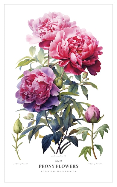 Vector peony flowers