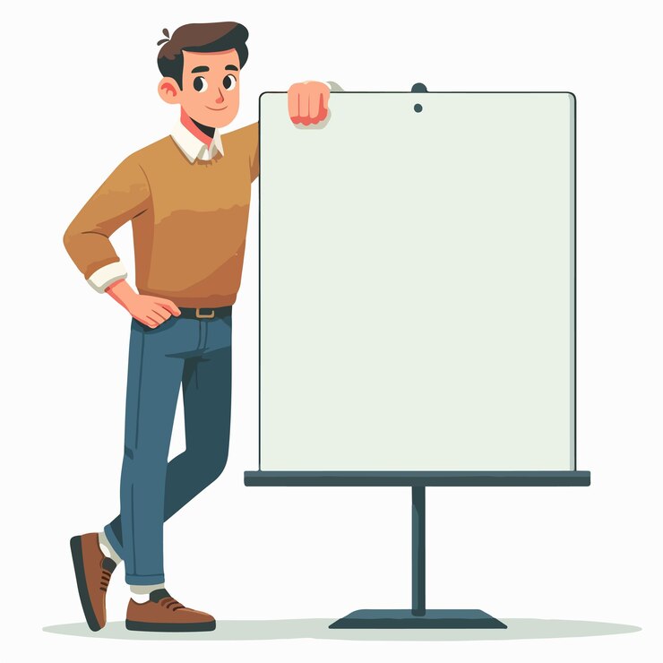 Vector vector of a people leaning on an empty poster