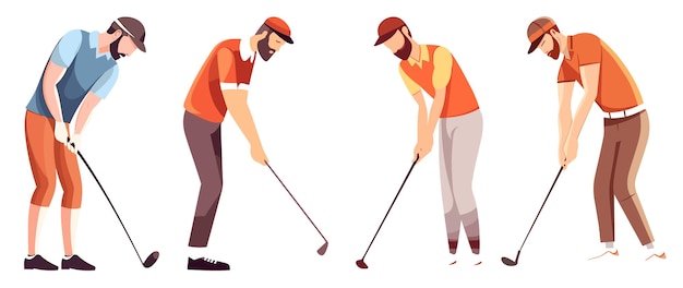 Vector people playing golf golfer characters