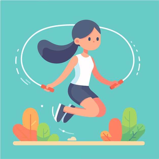 Vector of people playing jump rope in flat design style