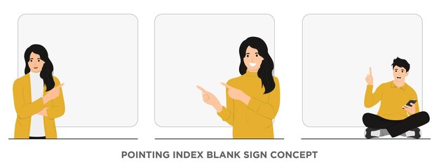 Vector vector people pointing index blank sign with happy expression