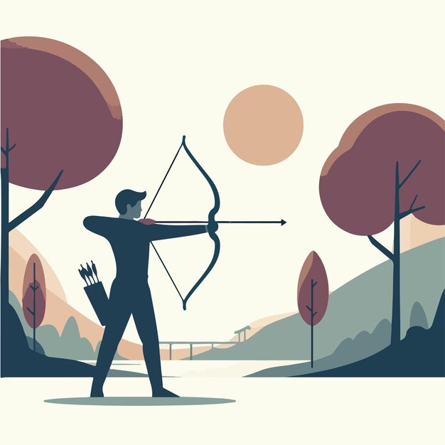 Vector vector of person archery with a simple and minimalist flat design style