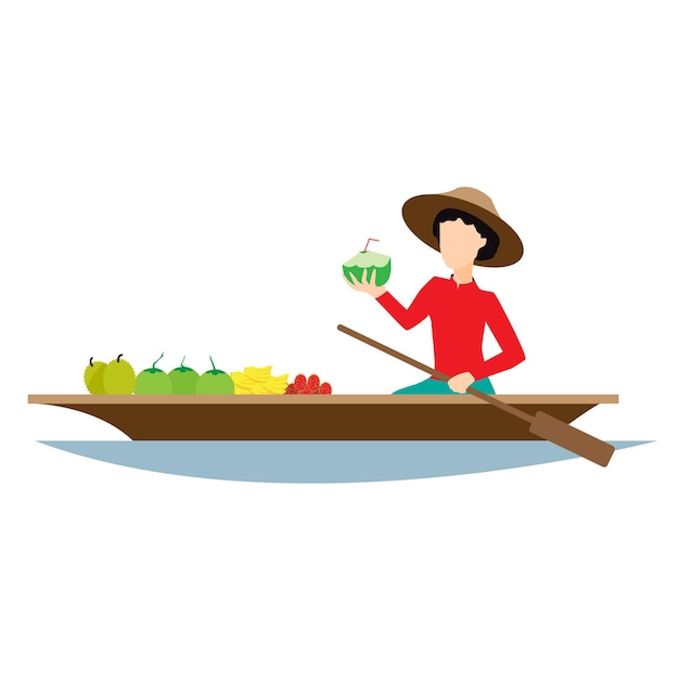 Vector of a person in boat drinking juice