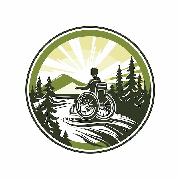 Vector of a person in a wheelchair enjoying a peaceful river view