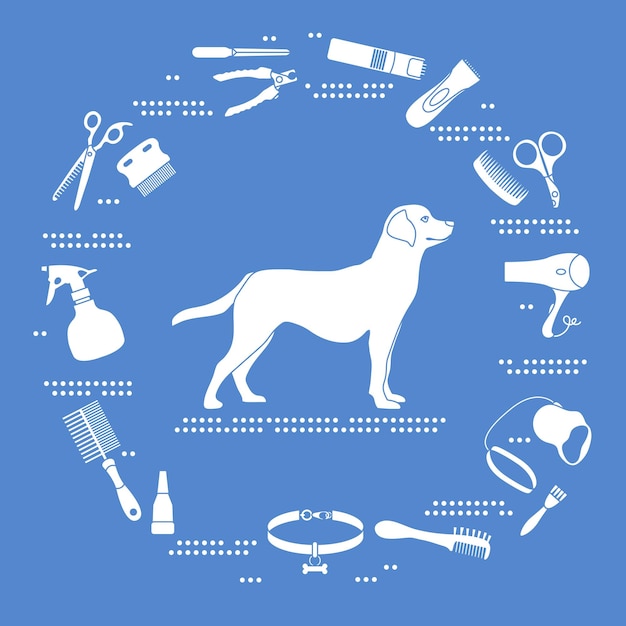 vector pet animal dog grooming shearing labrador