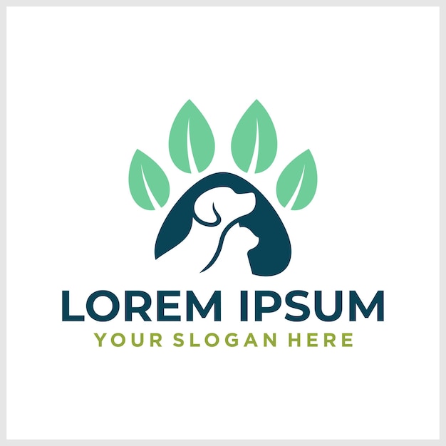 Vector vector pet shop logo design template modern animal icon label for store veterinary clinic hospita