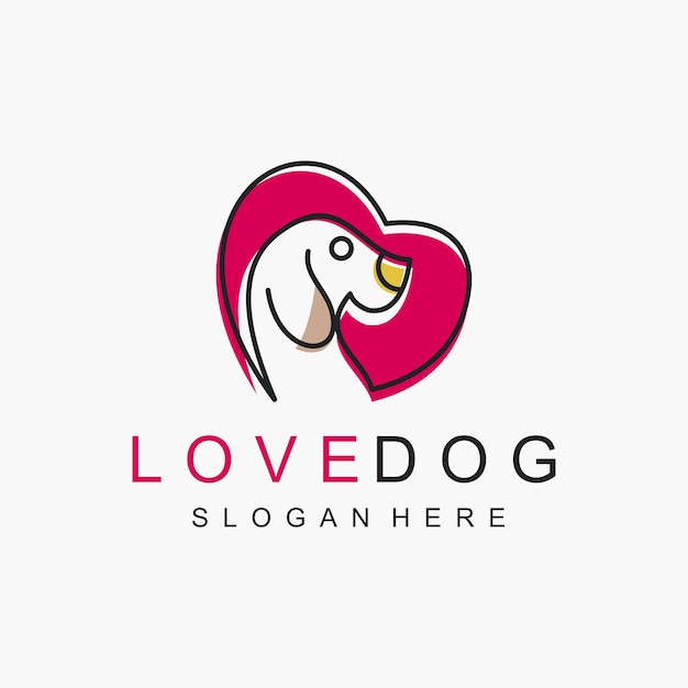 Vector Pet Shop love dog logo ontwerp sjabloon Moderne dierenpictogram