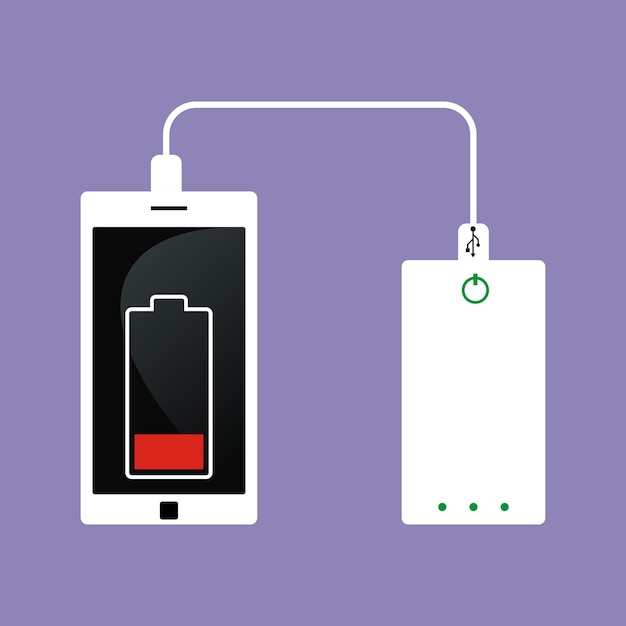 Vector of phone charging and power bank