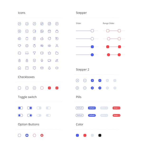 Vector vector phone gui template. wireframe ui kit.