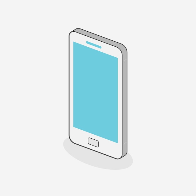 색 배경에 고립된 터치 스크린 디스플레이를 가진 터 전화 이소메트릭 평면 3D 스타일 템플릿 웹 사이트 UI 요소 앱 개발 개념 10 eps