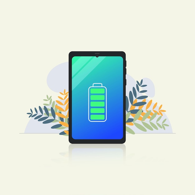 Vector phone with full battery graphic design illustration