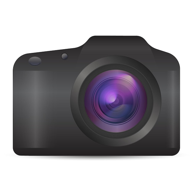 Vector photo camera realistic 3d analog camera icon in front view isolated on white background