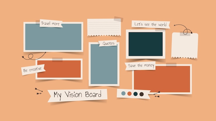 Vector vector photo collage template moodboard pictures grids vector illustration vision board