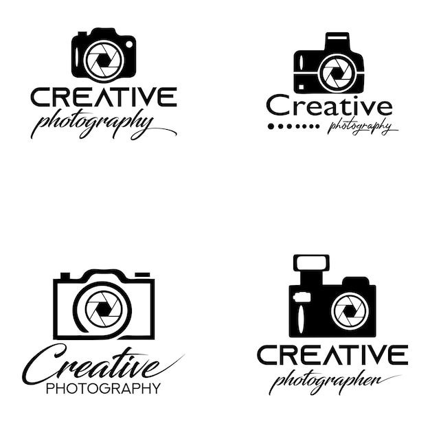 Fotografia vettoriale logo design creative camara logo design