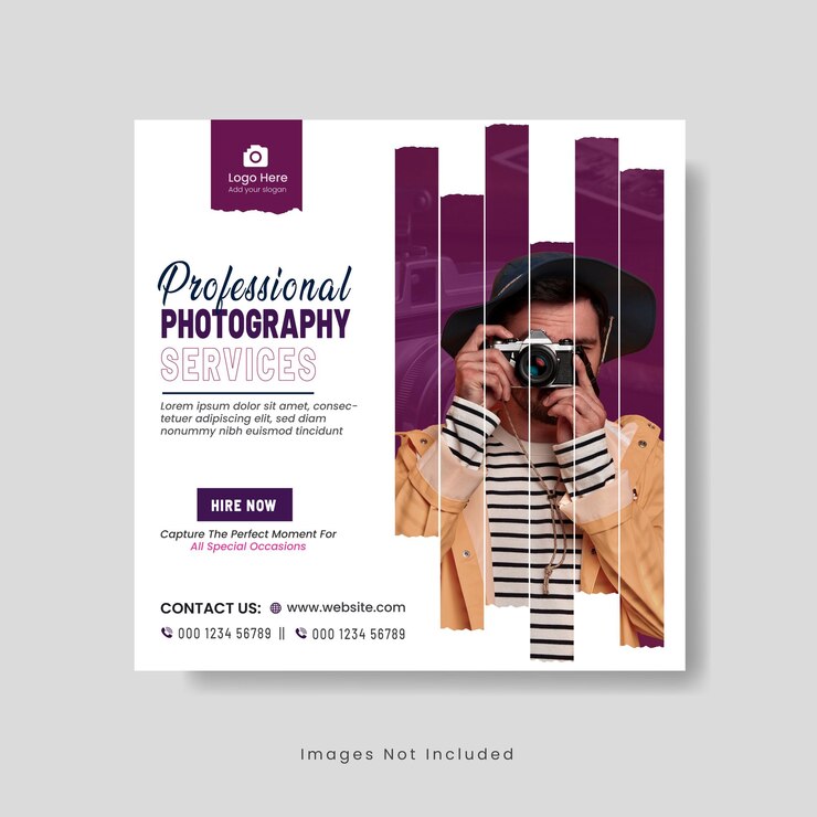 Vector photography web banner ad or social media marketing banner post