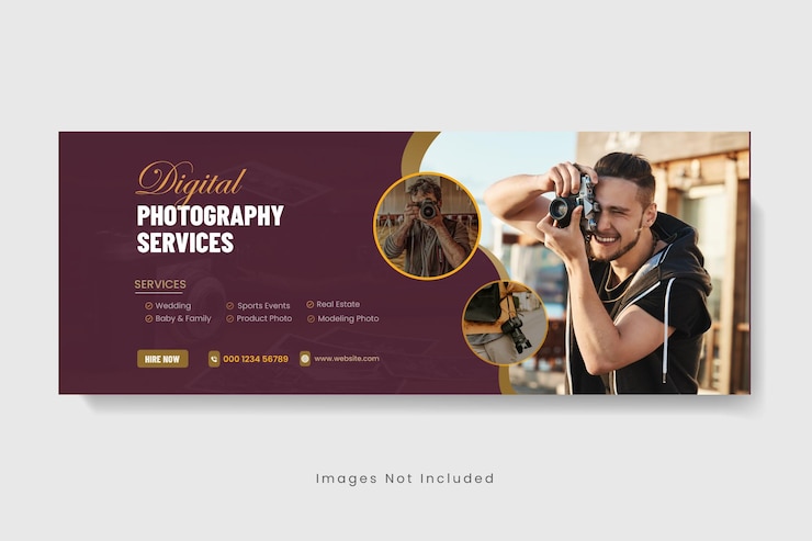 Vector photography web banner or facebook sale timeline cover.