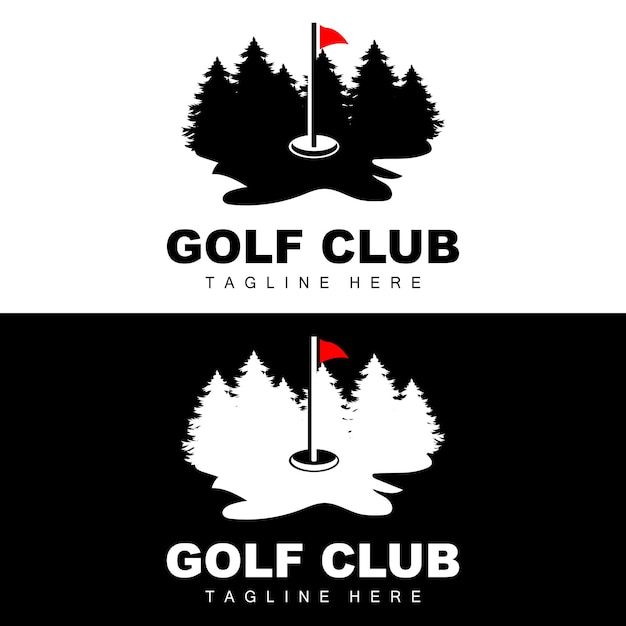 Vector pictogram logo golfbal stick en golfen Outdoor Games retro concept illustratie