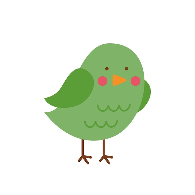 흰색 배경에 고립 된 귀여운 녹색 새의 벡터 그림