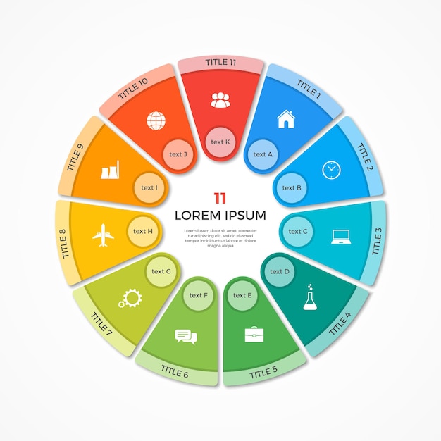 Vector pie chart circle infographic template with 11 options