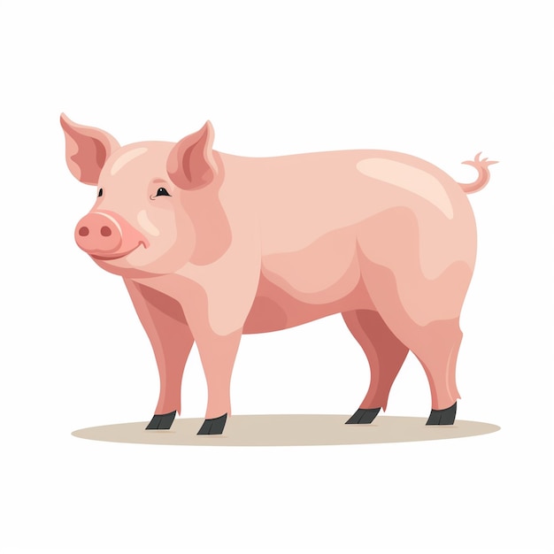 vector pig isolated illustration farm animal mammal domestic piggy pork design white pig