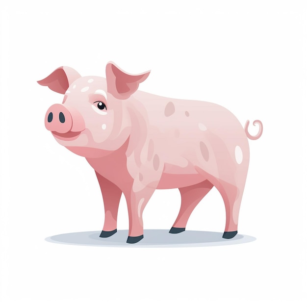 Vector pig isolated illustration farm animal mammal domestic piggy pork design white pig