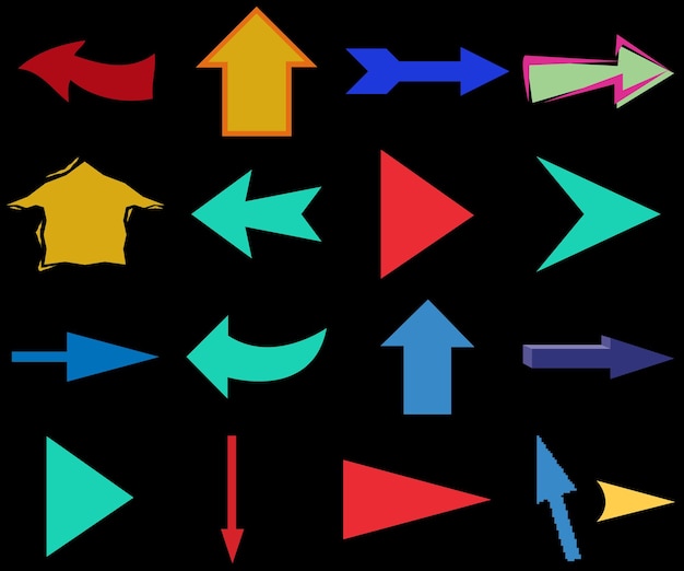 vector pijlen set Pijl ingesteld pictogram Kleurrijke pijlsymbolen Pijl geïsoleerde vector grafische elementen