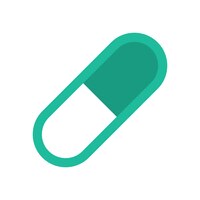 Icona pillola vettoriale medicina colore verde blu capsula icona vettore, icona medicina