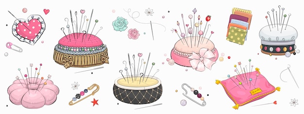 Vector pin cushion and pins set