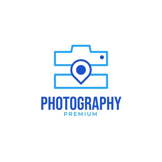 Vector pin photo camera logo design concept illustration idea