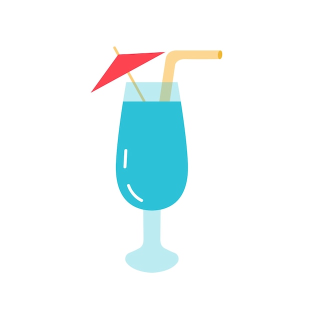 Vector pina colada cocktail in glass illustration