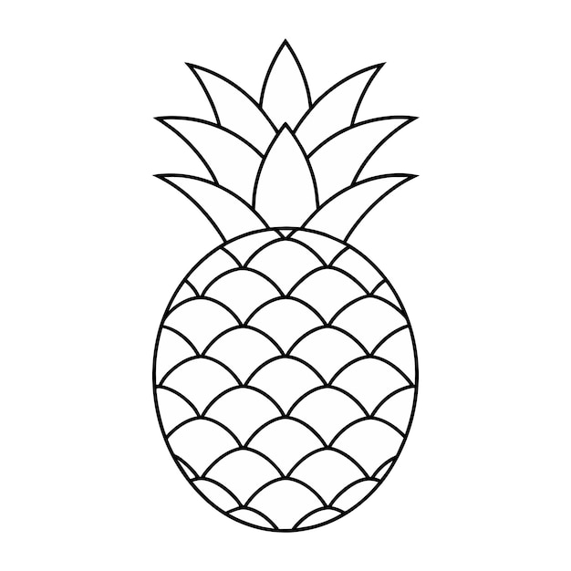 Vettore pagina da colorare isolata di frutta di ananas vettoriale per bambini