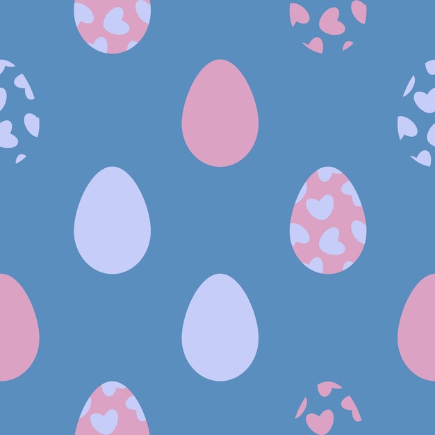 Vector pink and blue easter eggs seamless pattern