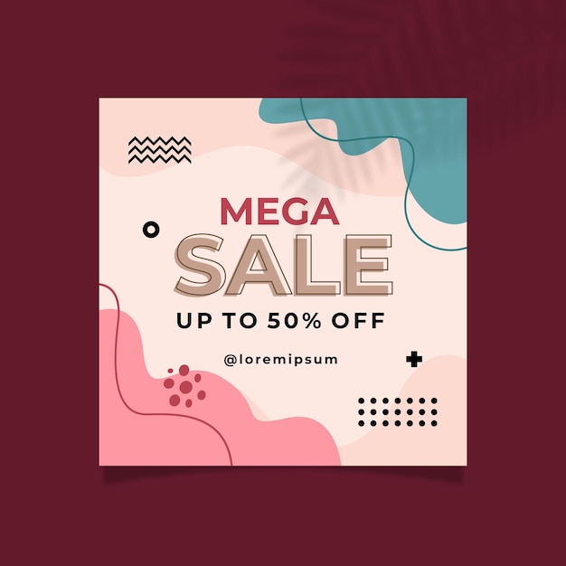 Vector vector pink blue mega sale aesthetic social media post