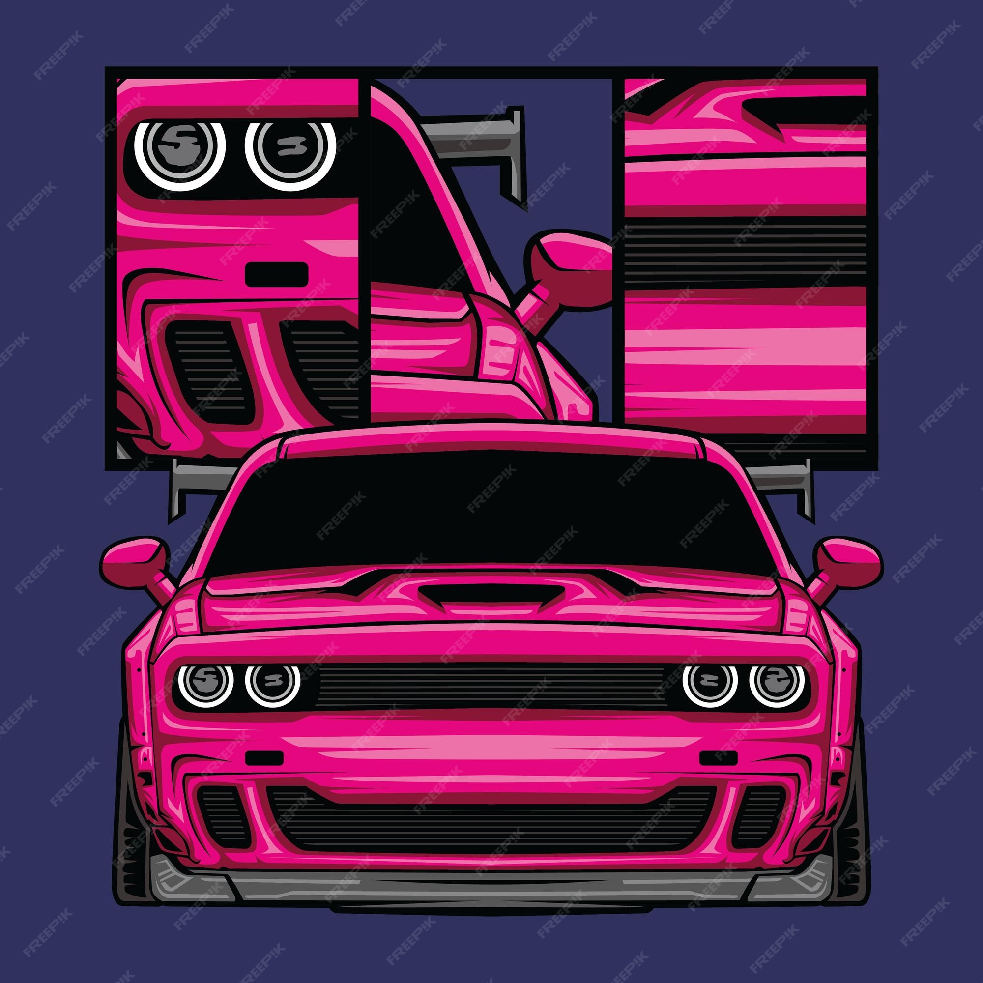 Premium Vector | Vector pink car sport with details