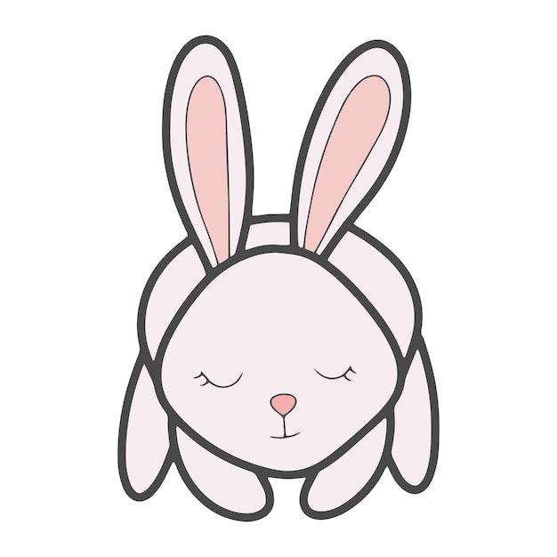 Vector pink cute baby bunny isolated illustration