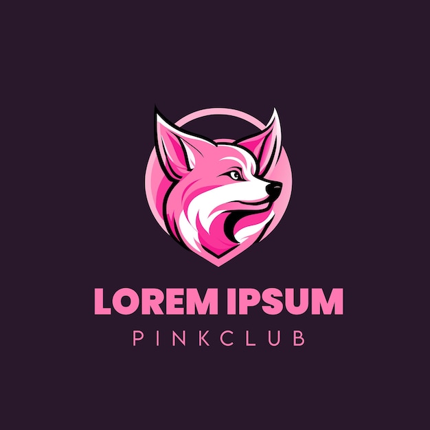 Vector pink dog logo design