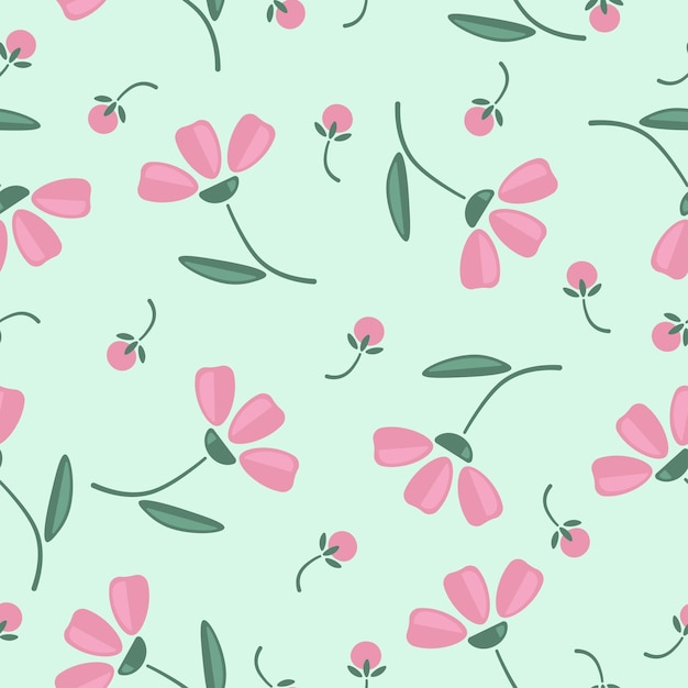 Vector vector pink flowers seamless pattern