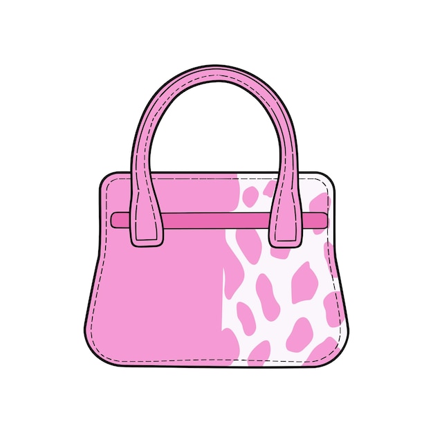 Vector pink glamour handbag illustration girl bag trendy and modern sticker isolated on white barbie