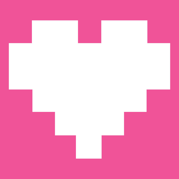 vector pink heart pixel style icon