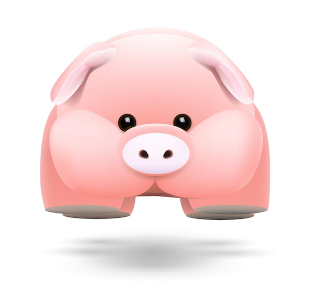 Vector pink pig isolated on white background