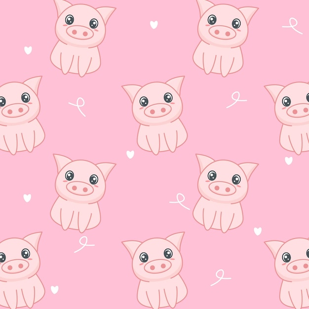 Vector pink pig seamless pattern