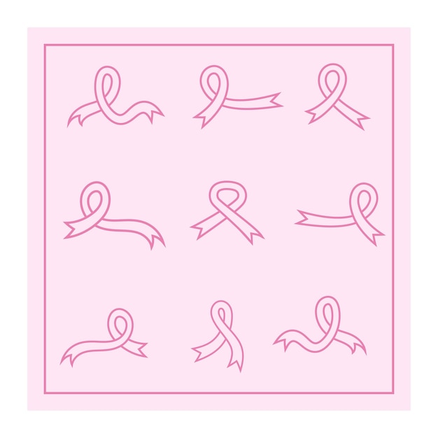 Vector Pink Ribbons for Breast Cancer Awareness Pink October