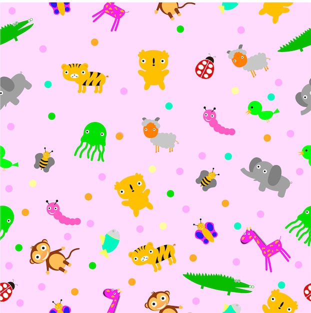 Vector pink seamless background baby animals with polka dot
xa
