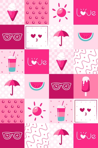 Vector pink summer pattern